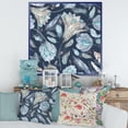 thumbnail image 2 of Designart 'Navy Blue Botanical Pattern With Feathers' Traditional Framed Canvas Wall Art Print, 2 of 4