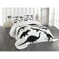 thumbnail image 3 of Ambesonne Dinosaur Quilted Bedspread Set 3 Pcs, Wild Skeleton, King Size, Black White, 3 of 5
