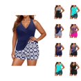 thumbnail image 1 of Womens Tankini Swimsuits 2026 Fashion Modest V Neck Crossover Top with Boy Shorts Two Piece Bathing Suits Woman, 1 of 5