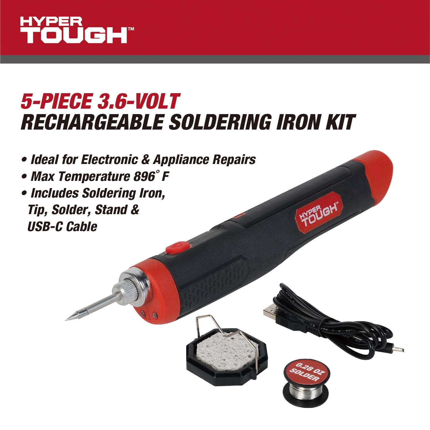 Hyper Tough Cordless Rechargeable Soldering Iron Kit in Click Fit Case