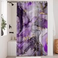 thumbnail image 3 of Purple Marble Bathroom Shower Curtain Set with Hooks 47X64in, 3 of 6
