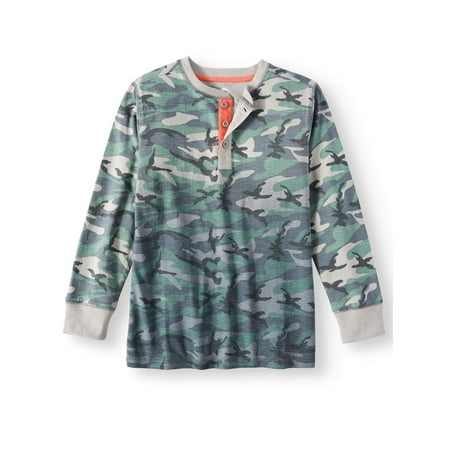 Long Sleeve Camo Henley Tee (Little Boys & Big Boys)