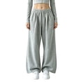 thumbnail image 2 of Drawstring Waist Women Casual Sweatpants Ladies Baggy Lounge Bottoms Pocket Wide Leg Joggers Pant Sports Pants, 2 of 7