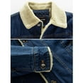 thumbnail image 4 of HOW'ON Men's Thicken Warm Sherpa Lined Denim Jacket Casual Button Jean Trucker Jackets Coat Blue L, 4 of 7