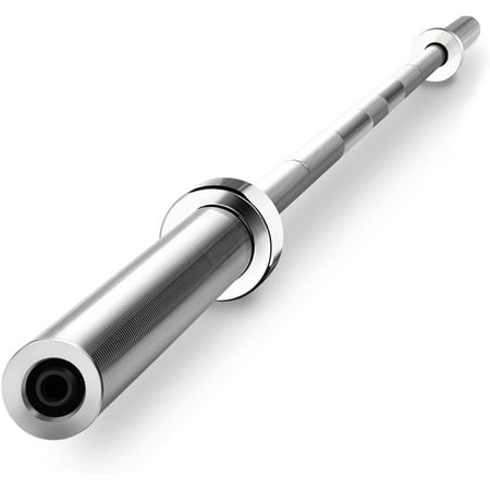 7-Foot Olympic Barbell with Collars - Solid Iron Weightlifting Rod - Chrome Straight Bar for Home Gym Strength Training & Power Lifting Exercises