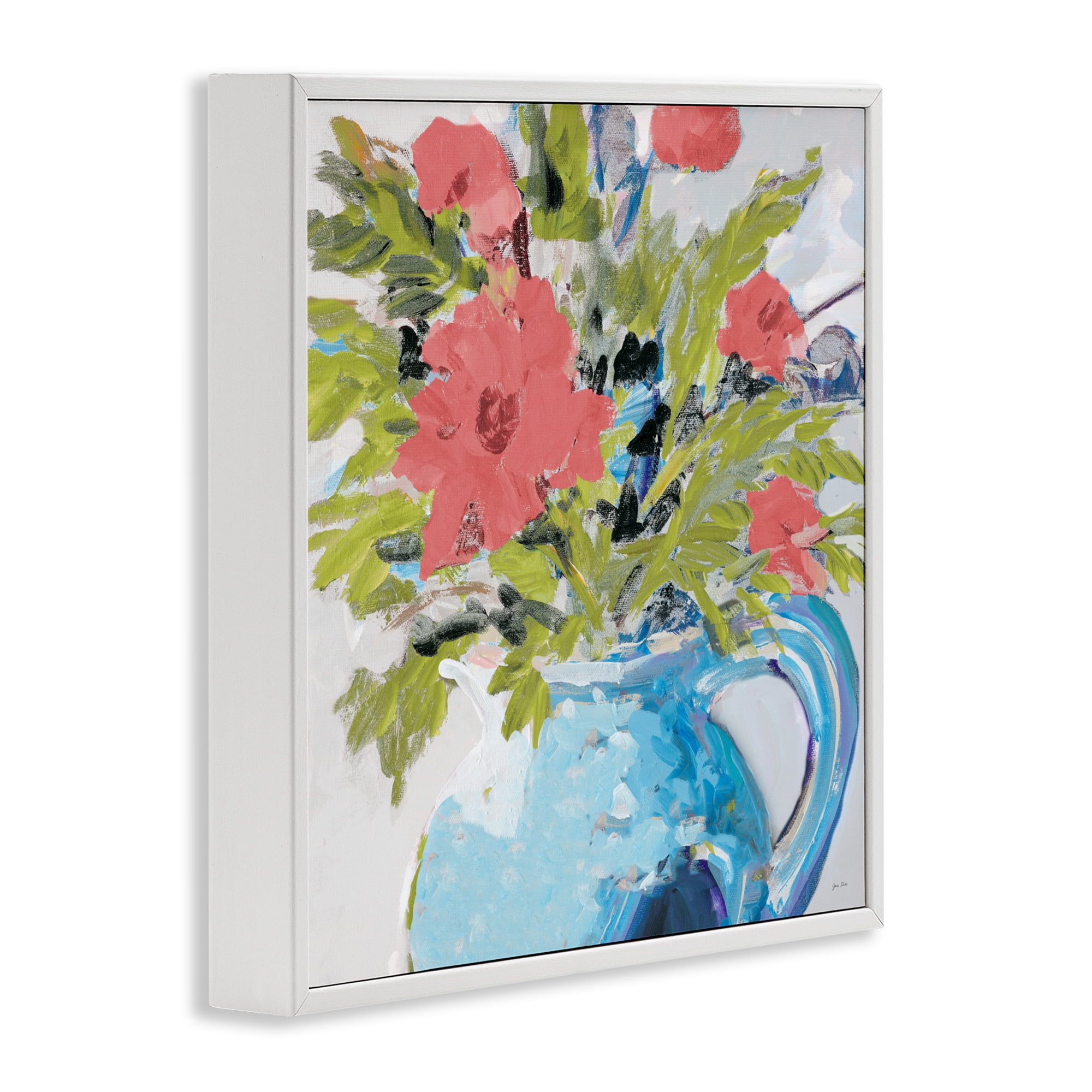 Stupell Industries Daisies in Blue Vase White Framed Giclee Art, design by Jane Slivka