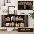 thumbnail image 2 of Aisword Sideboard Buffet Cabinet with Storage,Mid Century Modern Fluted Accent Coffee Bar Console Table,Tambour Sliding Doors& Adjustable Shelf for Kitchen, Living Room, Entryway, 55 Inch Dark Walnut, 2 of 6