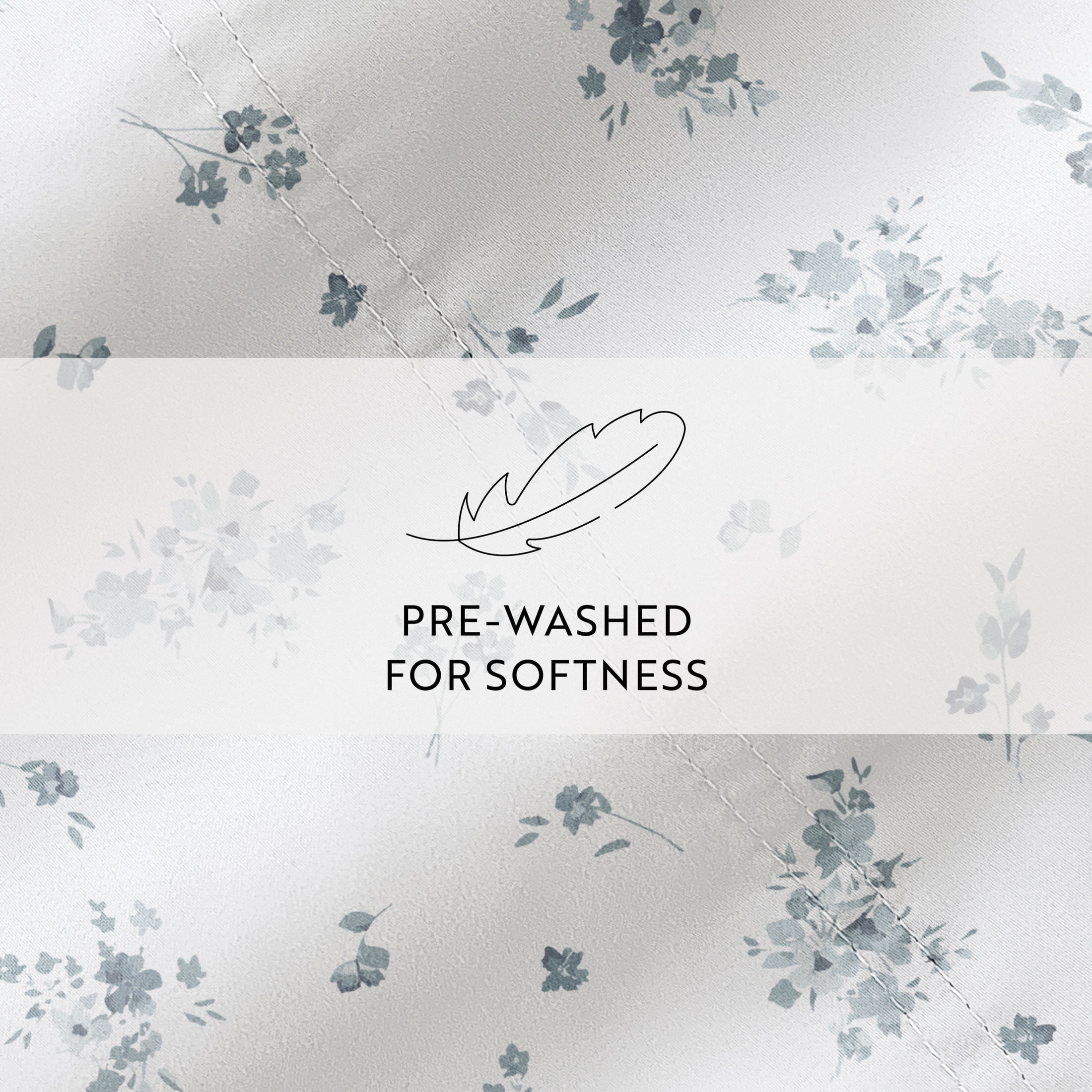 Noble Linens 4 Piece 300TC Cotton Printed Sheets, Bouquet Bliss Light Blue, Twin