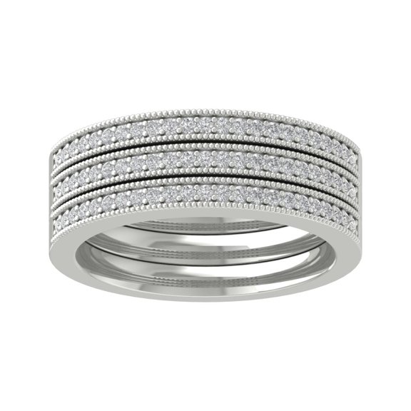 Araiya Sterling Silver Diamond Band Set Ring (1/3 cttw, I-J Color, I2-I3 Clarity), Size 8