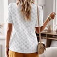 thumbnail image 2 of Camiseta básica de cuello redondo, manga corta con encaje, camiseta para mujer, uso práctico, 2 of 5