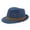 Blue, variant on Unisex Felt Fedora Hat for Men Women, Classic Short Wide Brim Trilby Dress Hat with Leather Belt Band, Lightweight Warm Winter Jazz Gangster Hat, 5 Colors