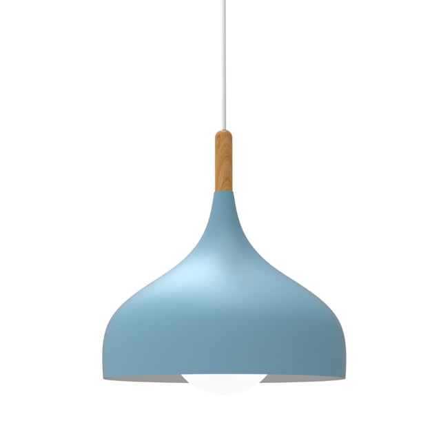 Lampara De Techo Colgante Macaron Retro Con Madera 30 Cm de Diámetro ilios innova Azul