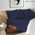 thumbnail image 2 of 1000-Thread-Count 100% Egyptian Cotton Sheet Set Twin Size Fits 6-9 Inches Deep Pocket ( Stripe, Mariner Blue ), 2 of 6