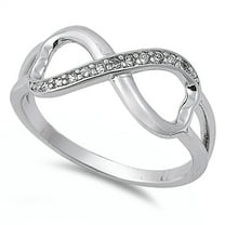 Infinity Heart White Cubic Zirconia Promise Ring .925 Sterling Silver Band Jewelry Female Size 6