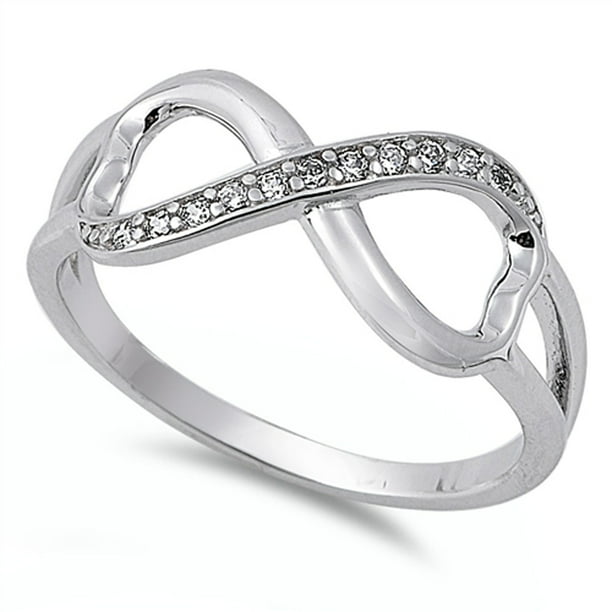 Sac Silver Infinity Heart White CZ Promise Ring New .925 Sterling