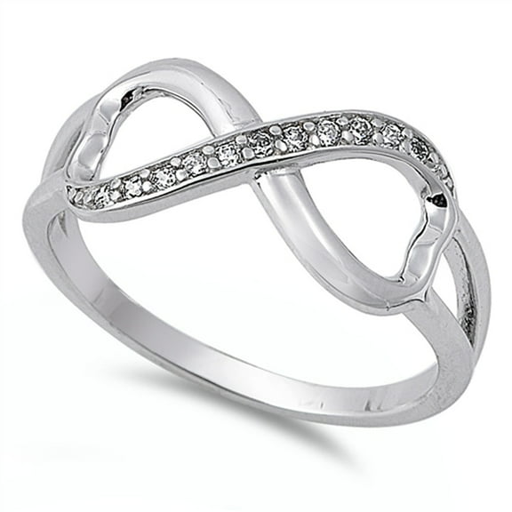 Infinity Heart White Cubic Zirconia Promise Ring .925 Sterling Silver Band Jewelry Female Size 4