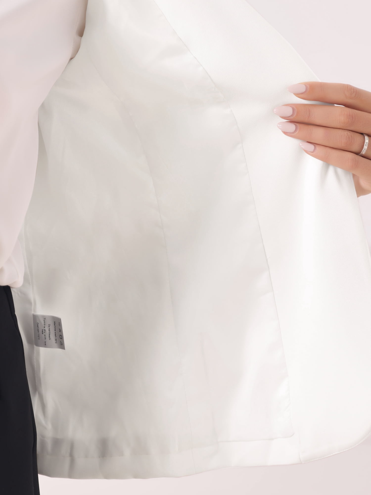 DARING DIVA Women's Casual Long Sleeve One Button Pockets Suit Jacket M White
