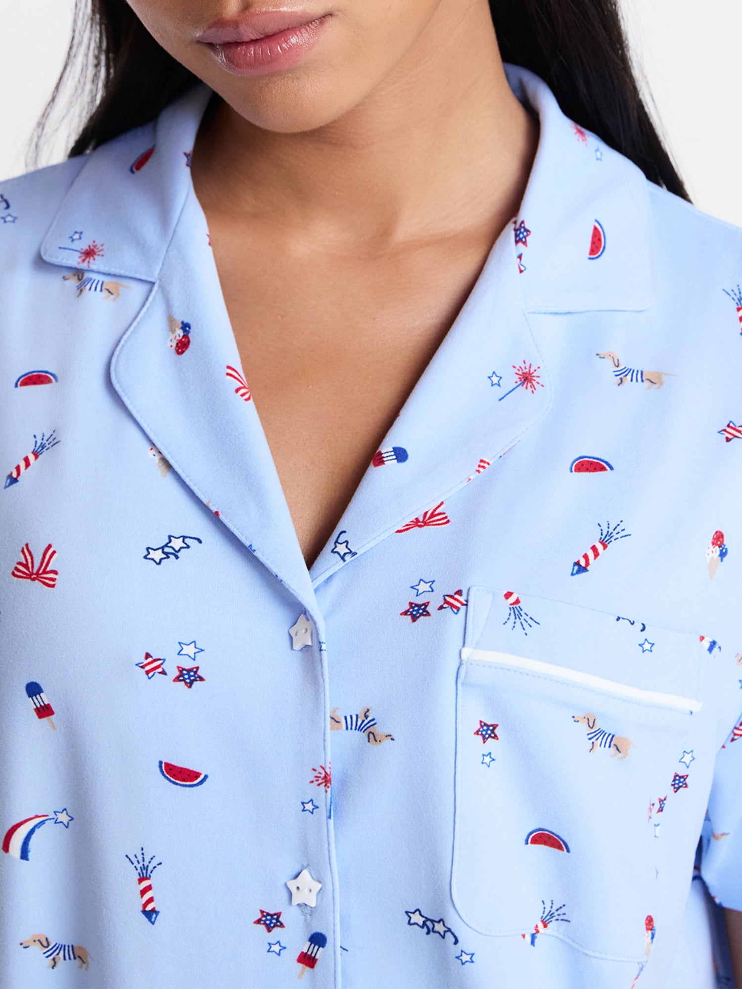 Way to Celebrate Women's Shorty Notch Fourth of July Pajama Set, 2-Piece, Sizes XS-3X