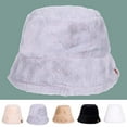 thumbnail image 1 of Travelwant Winter Bucket Hat Fluffy Faux Fur Fisherman Cap for Women Men Solid Color Style, 1 of 7