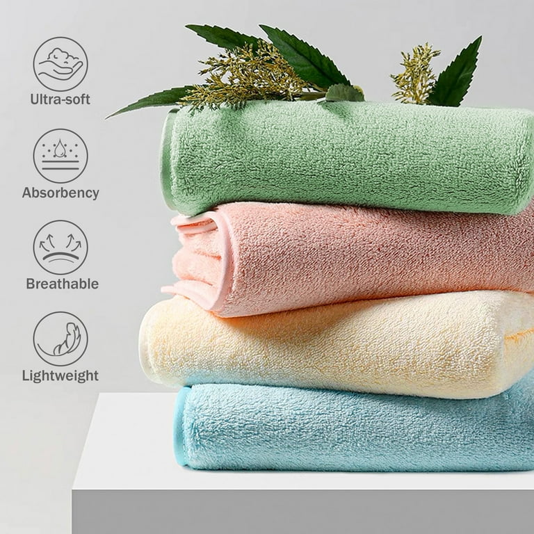 Exclusivo Mezcla 4-Piece Ultra Soft Bath Towel Set, Large Highly Absorbent Microfiber Coral Velvet Towel, Quick Drying for Body, Bathroom, Gym, Spa, 2