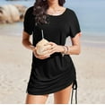 thumbnail image 6 of SMihono Trendy Bathing Suit Cover Ups for Women Bikini Swimsuit Coverup Casual Loose Beach Shirt Dress with Drawstring Black XXL, 6 of 9