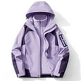 thumbnail image 4 of PiGOGI Women's Outdoor 3-in-1 Windproof Thickened Hiking Jacket Purple M, 4 of 4