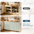 thumbnail image 3 of Sage Green Cabinet Dishwasher Hidden Curtains, Privacy Closet Door Curtain, Solid Color Modern Minimalist Abstract Adhesive Dust Proof Under Sink Skirt for Bathroom Kitchen 35"x35", 3 of 8