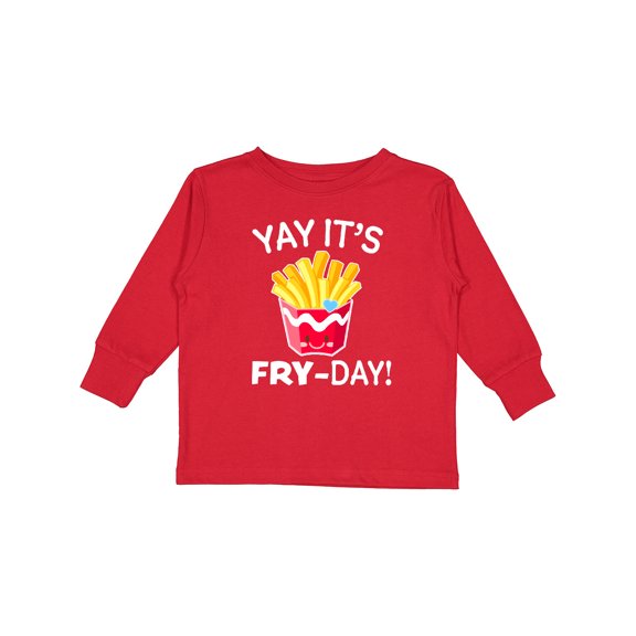 Inktastic Yay Its Fry Day with Cute French Fries Boys or Girls Long Sleeve Toddler T-Shirt