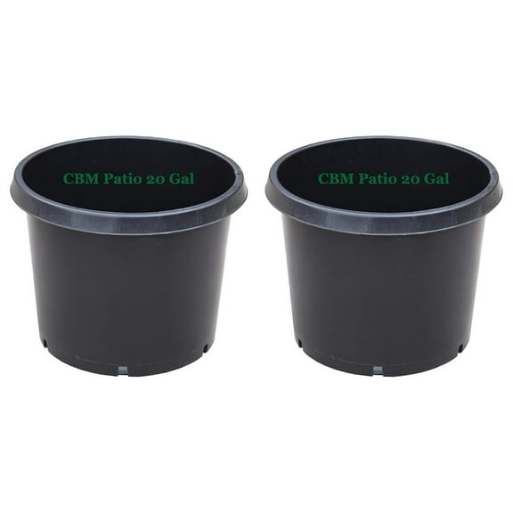 CBM 2-20 Gallon Premium Black Plastic Nursery Plant Container Garden Planter Pots, 22.5 inch TOP x 17.5 inch BOTTOM x17 inch HIGH (PT20GAL)