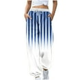 thumbnail image 2 of WFJCJPAF 2025 New Product Pants for Women Plus Size 30W,Women Fashion Color Blocked Printed Drawstring Pants - Blue M, 2 of 5