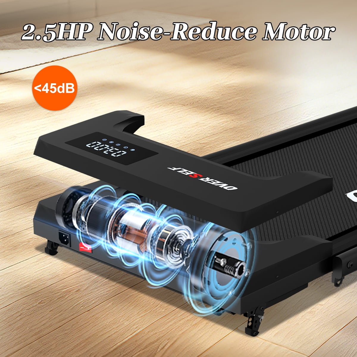Walking Pad Treadmill with Handle,Under Desk Treadmill With Remote Control, 2.5 HPQuiet Brushless Motor, 300lbs Capacity, LED Display & Smart App, 0.6-6.2 MPH, for Home & Office Use