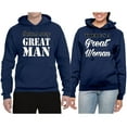 thumbnail image 2 of Wild Bobby, Behind Every Great Man There's A Great Woman His and Hers Matching Couples Hoodies, Navy, Mens M-Womens M, 2 of 3