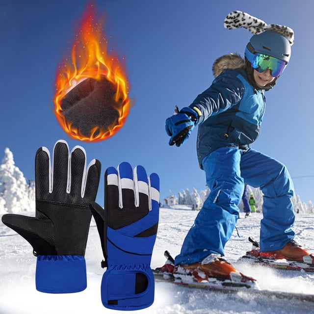 Fiudx Guantes de Esquí de Invierno para Exteriores, Muy Cálidos, Diseño de Palma Antideslizante, Correa de Muñeca Ajustable, Resistentes a La Nieve y Al Viento, para Deportes de Invierno, Unisex, Tal