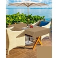thumbnail image 5 of Dark Khaki Outdoor Tablecloth with Umbrella Hole and Zipper, Solid Color Table Cover for Rectangle Tables Waterproof Tabletop Collection for Patio, Garden, Picnic, Camping 60 x 102 inch, 5 of 6