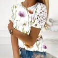 thumbnail image 2 of Raeneomay Oversized T Shirts Women Printing Short Sleeve Round Neck Pullover Lace Tops Shirts Blouse, 2 of 5