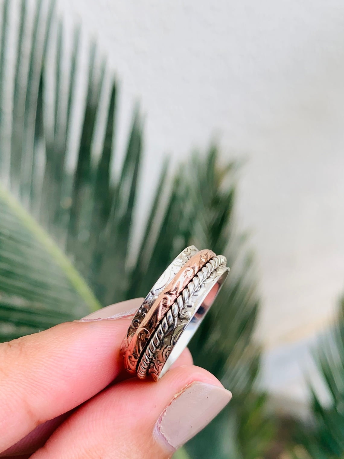 SS DESIGNS- Fidget Spinner Ring for Women – 925 Anxiety-Relief Meditation Ring, Stackable Thumb Ring, Promise Ring, Unique Gift for Her