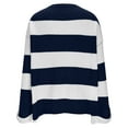 thumbnail image 5 of Zedker Women'S Striped Knitted Sweater Long Sleeve Crewneck Pullover, Fashion Color Block Casual Slim Tops, Soft Comfortable Fall Spring Tunic Blouse,Navy,S, 5 of 8