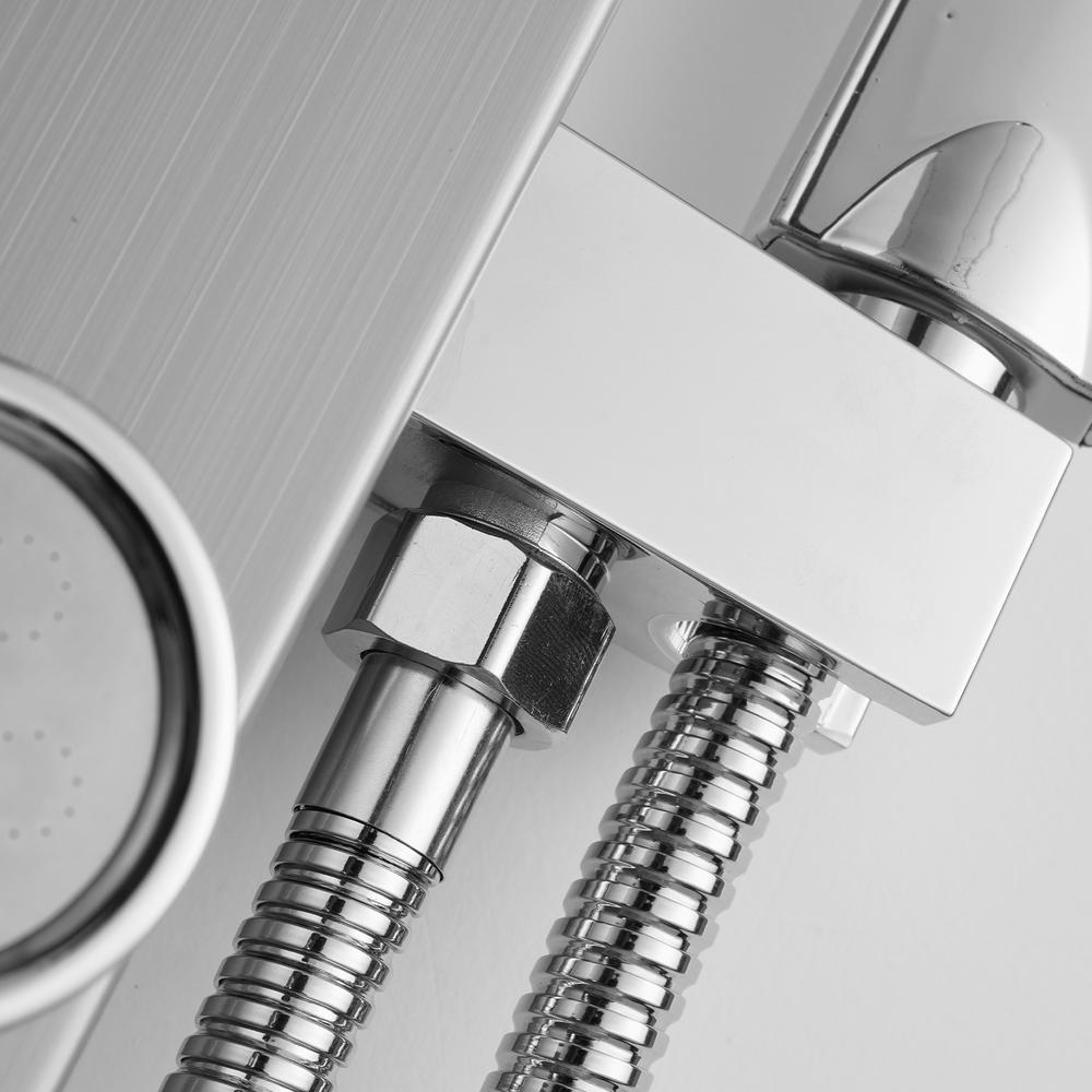 Xianers Stainless Steel Shower Panel Tower System,LED Rainfall Waterfall Shower Head Faucet Rain Massage System with Body Jets, Brushed Nickel