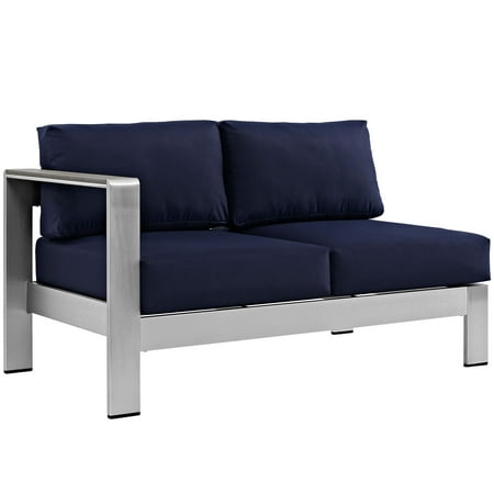 Modern Patio Design Modern Contemporary Urban Design Outdoor Patio Balcony Left Arm Corner Sofa, Navy Blue, Aluminum ()