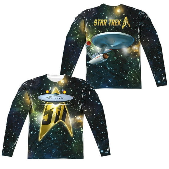 Star Trek - 50Th Ship (Front/Back Print) - Regular Fit Long Sleeve Shirt - Small