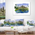 thumbnail image 4 of Designart Cambodia Vector Illustration - Cityscape Painting Throw Pillow - 18x18, 4 of 5