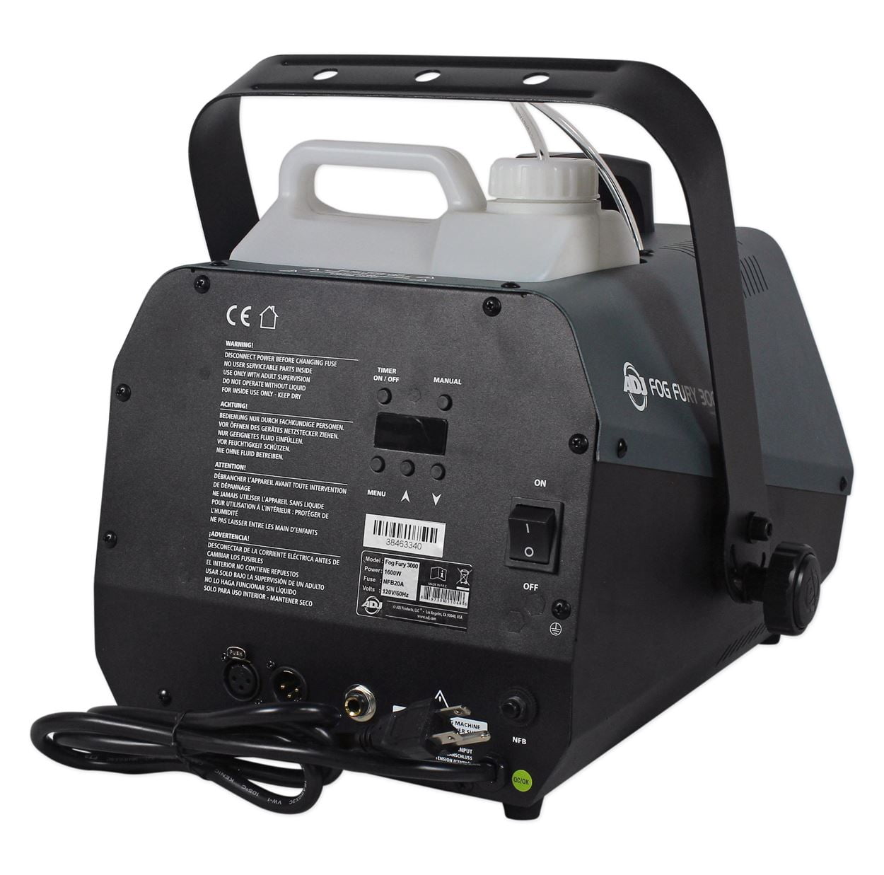 American DJ Fog Fury 3000w DMX Fog Machine With Wired Remote+Battery Par Light