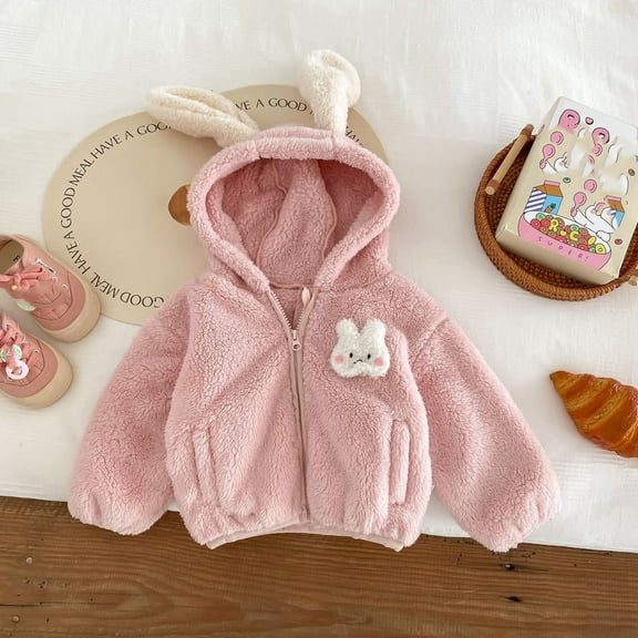 Fleece Boys Jacket with Bear Ear Hooded Boys Long Sleeve Lightweight Zip Up Fuzzy Jacket Winter Coat for Boys 2-3 Years