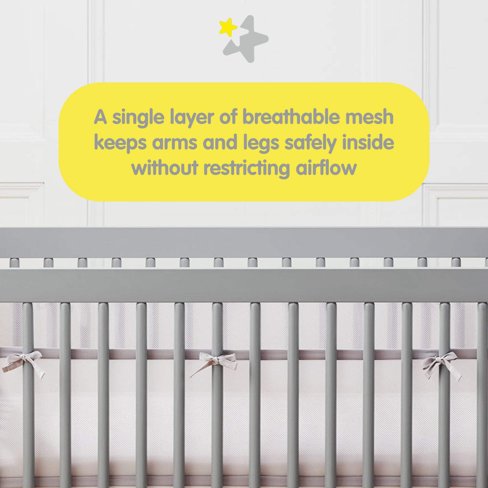 BreathableBaby Breathable Mesh Crib Liner – Deluxe Embroidered Collection – White Links