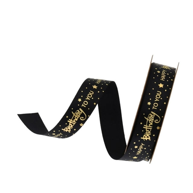 Guardoinrt Happy Birthday Ribbons DIY Gift Wrapping for Cake Flowers Box Black 20Yard 1.5cm 1Set