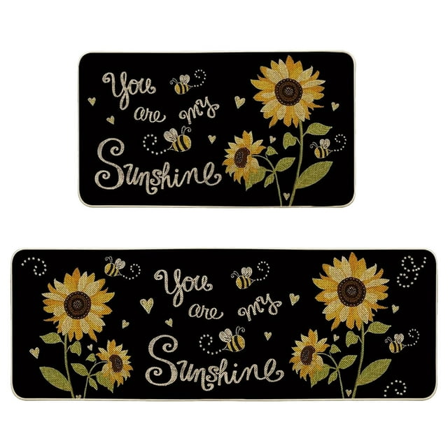 Farmhouse Floor Decoration Mat Set of 2 for Kitchen and Entryway Seasonal Rug 2PCS