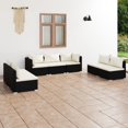 thumbnail image 1 of vidaXL 7 Piece Garden Lounge Set with Cushions Poly Rattan Black, 1 of 4