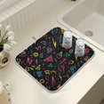 thumbnail image 4 of Yayeee Drying Mat for Kitchen Counter Dishes Microfiber Coffee Decorative Pad, Black Neon Lightning, 4 of 9