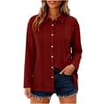 thumbnail image 4 of Neewe Womens Classic Plain Long Sleeve Button Down Shirts Casual Loose Fit Cotton Collared Blouses, 4 of 8
