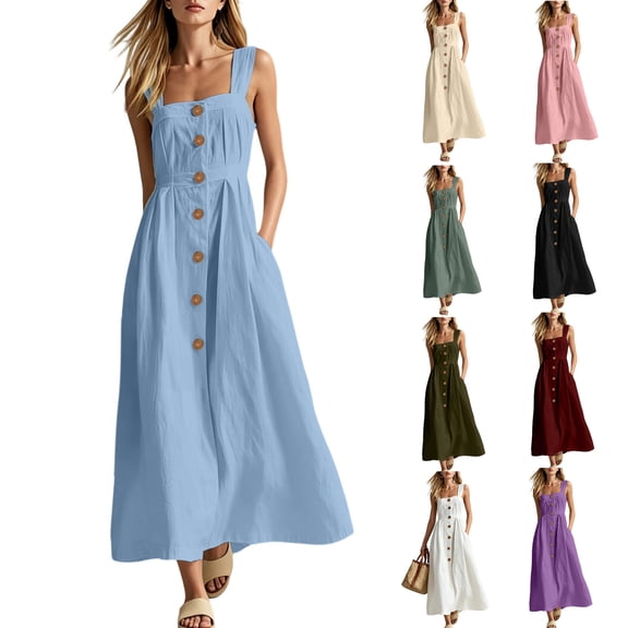 Tumotour Plus Size Summer Tank Dress for Women's Casual Sleeveless Strapless Beach Sundress Flowy A-Line Maxi Dress